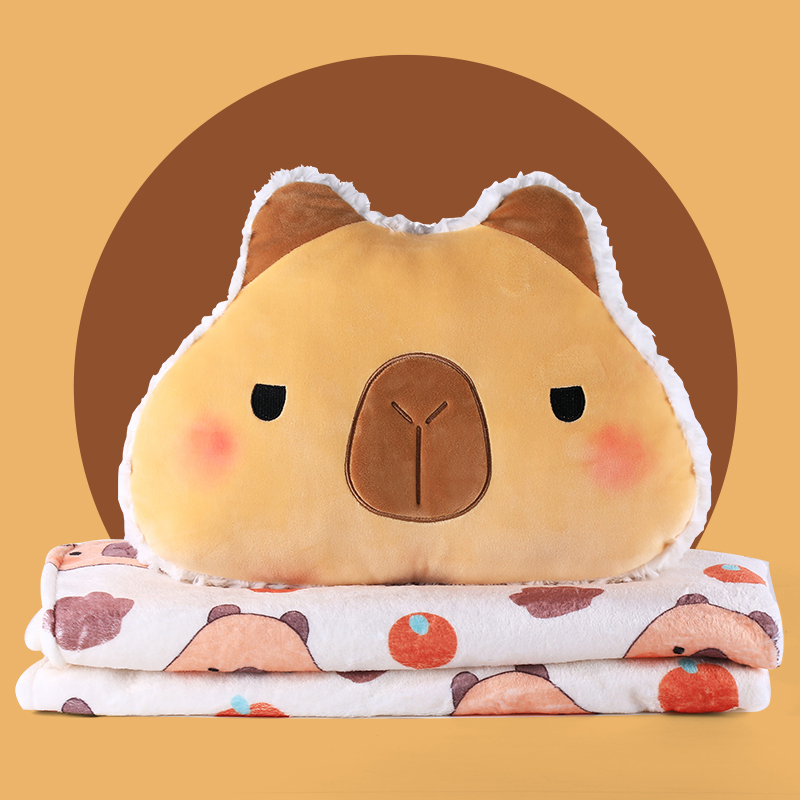 Portable Foldable Blanket 2 in 1 Cartoon Capybara Multi-Functional Throw Pillow