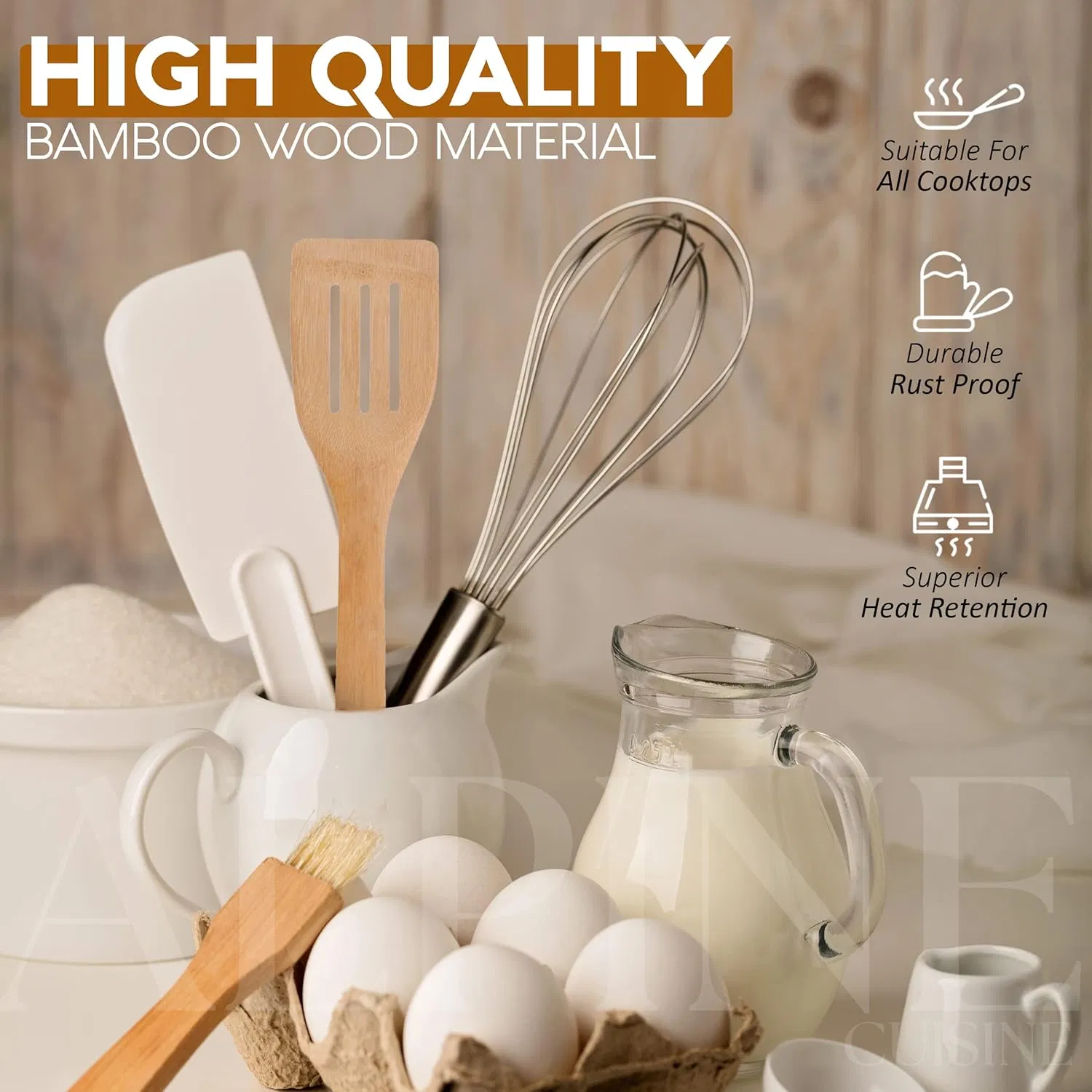 Cooking Spatula for Bamboo Long-Handled Non-Stick Pans