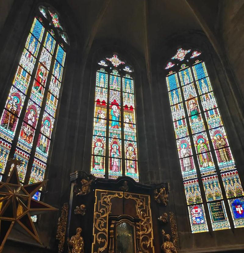 Beautiful Stained Mosaic Colored Coloured Church Cathedral Chapel Glass for Ancient Decoration Design Art Doors Windows Cookies Background Buildings