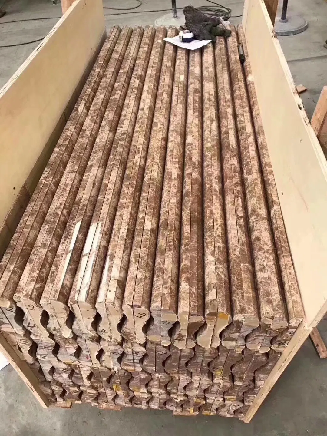 Popular Natural Stone Crystal Light Brown Marble Moulding for Interior Wall Door Decoration