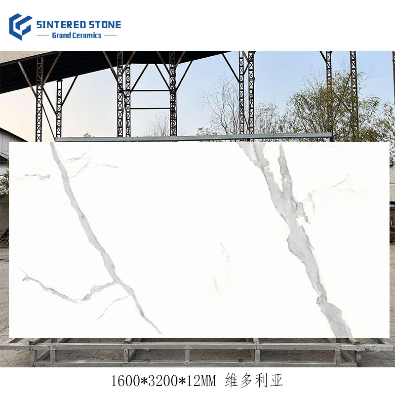 Factory Price 1600*3200*12mm White Sintered Stone Wall Panel for TV Background Decoration for Dining Living Room Outdoor Use