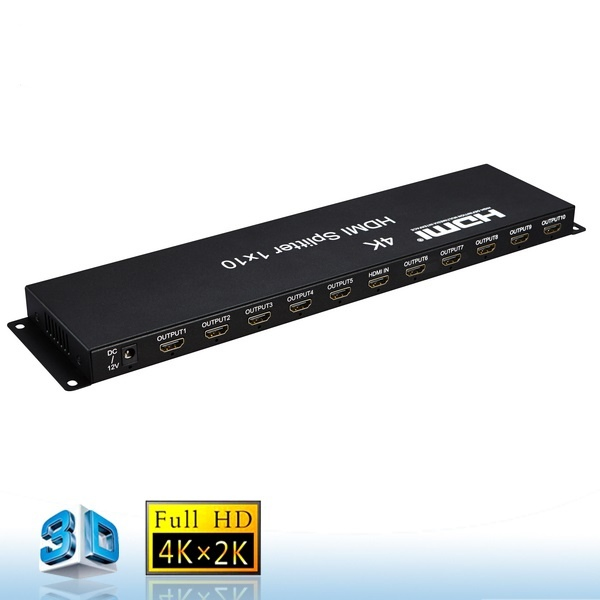 10 Port 4K HDMI Splitter 1X10 V1.4 HDMI Splitter 1 in 10 out with EDID