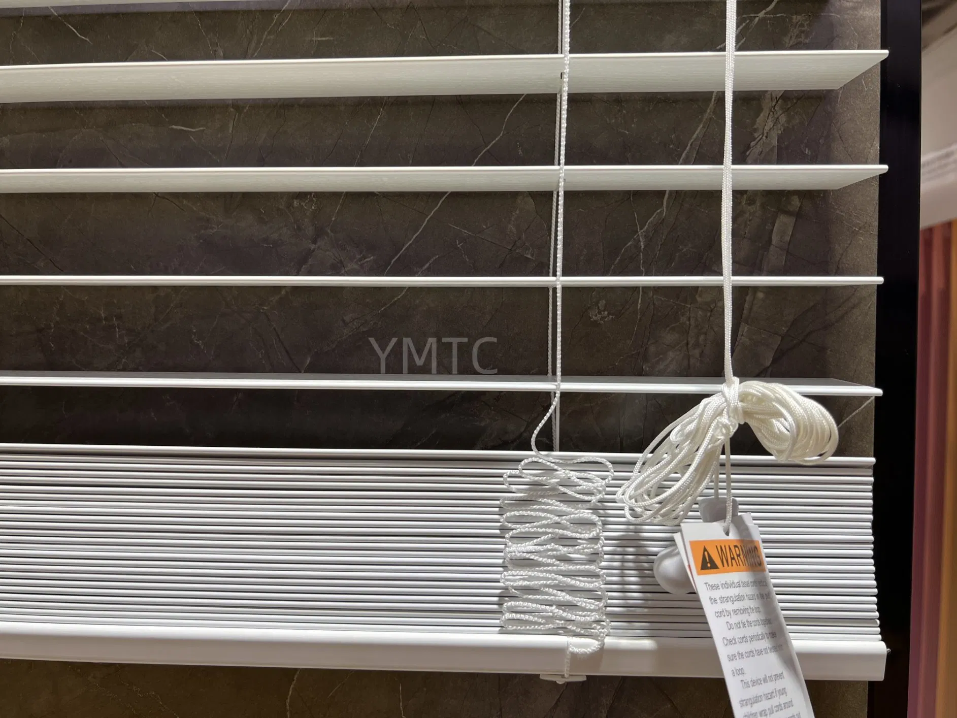 Custom 2" Cordless White Flat PVC Fauxwood Blinds with Wand Control