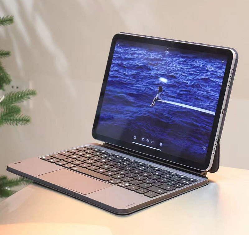 iPad Tablet Keyboard Case, with P&P Instant Charging & Pairing Non-Detachable Pivot Magnetic Case, Trackpad & Backlit Wireless Keyboard for 11~13 Inch iPad
