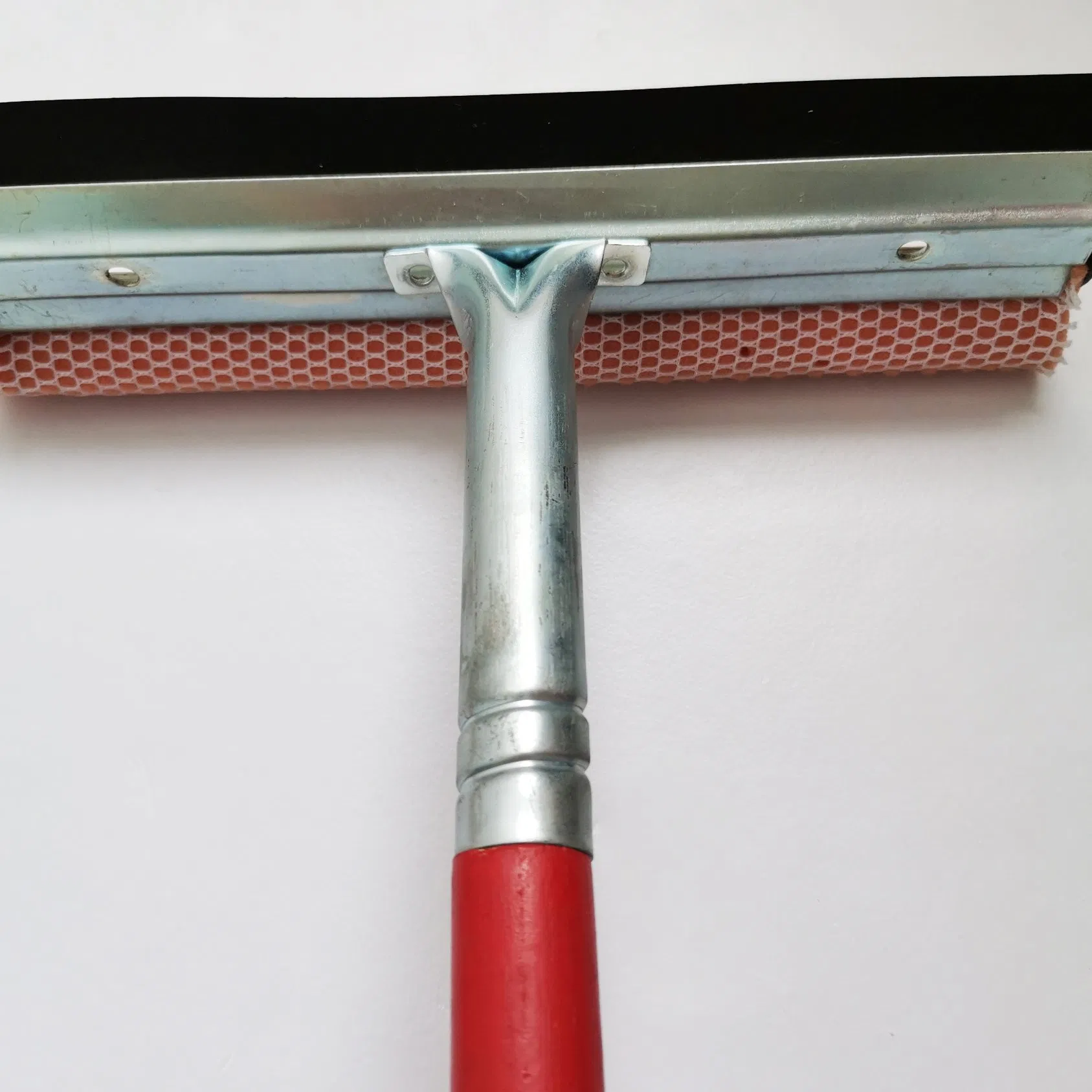 Window Squeegee and Windshield Cleaning Sponge and Rubber Squeege with Wooden Handle for Tough Clean 10"