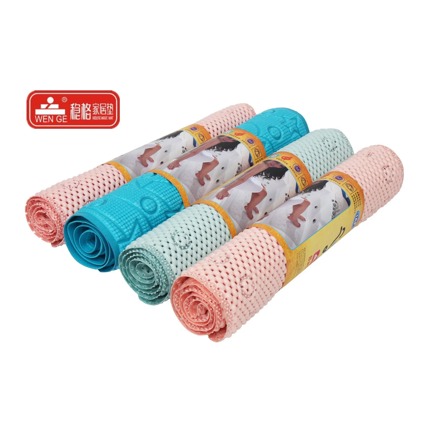 Washable Non Anti Slip Bathroom Floor Bathtub Shower Clear PVC Bath Mat with Suction Cups
