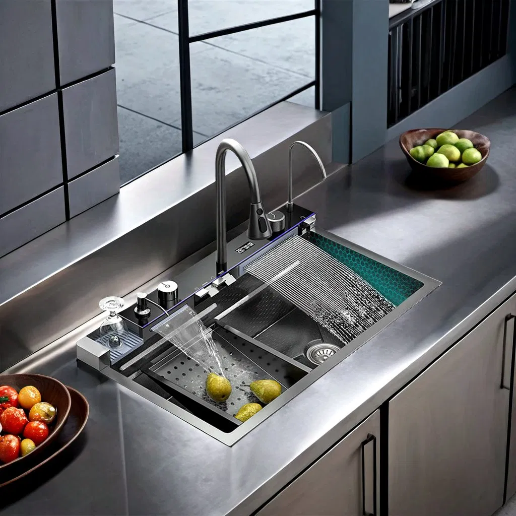 Modern Luxury Design Stainless Steel Kitchen Sink, Handmade Kitchen Sink, Intelligent