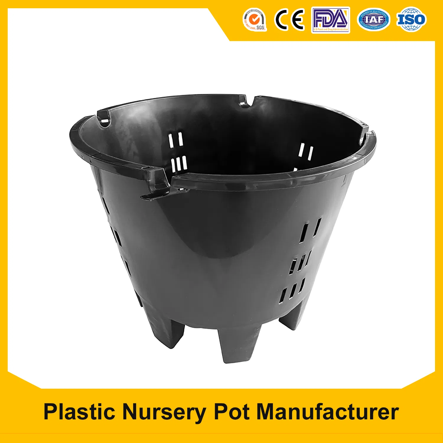 Breathable Large Size Square Black Wholesale Plastic Garden Flower Blueberry Nursery Pot