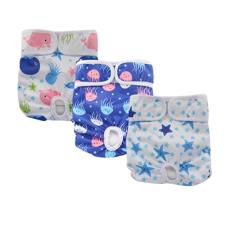 a Set of 3-Piece Female Dog Physiological Pants, Washable Female Dog Urine Pants, and Pet Physiological Pants