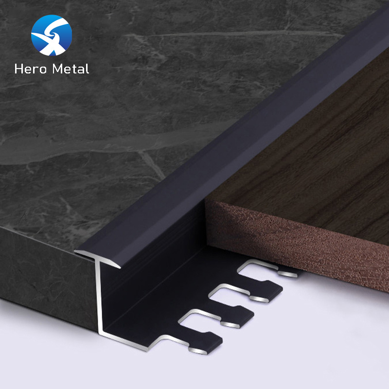 Aluminum Arc Trim Wire Drawing Decoration Profiles Hero Metal Foshan Customized Modern Design H Shape Floor Edge Strip