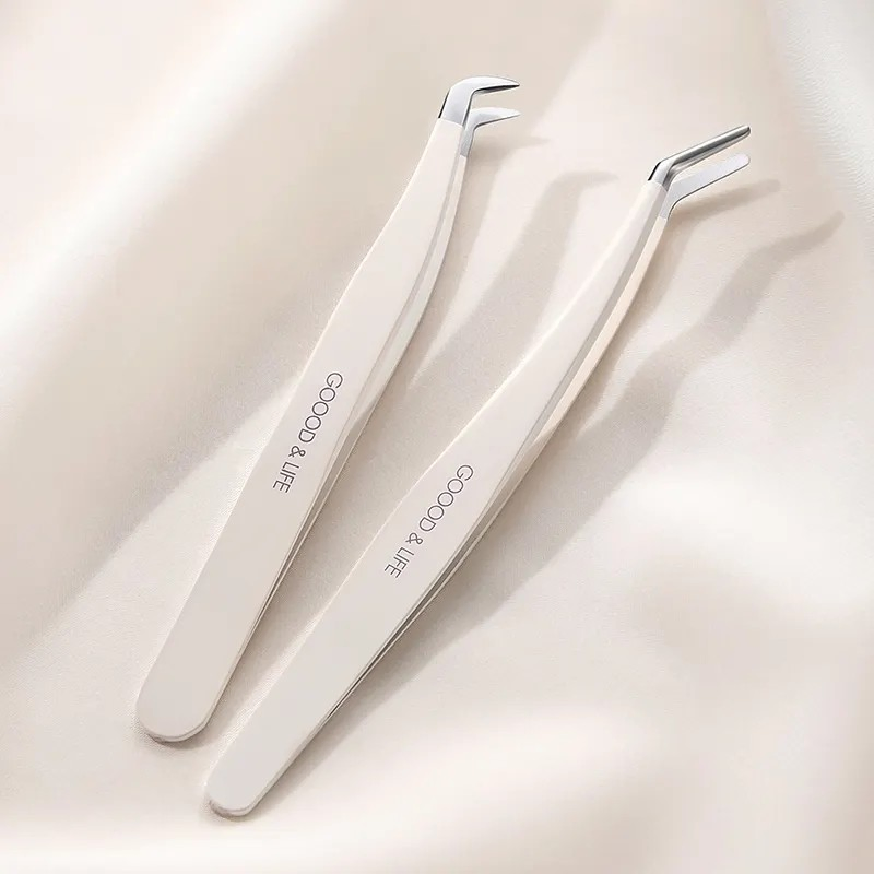 Eyelash Fiber Tip Tweezer Custom Logo Private Label Professional Precision Stainless Steel Eye Lash Extension Tweezers Tool