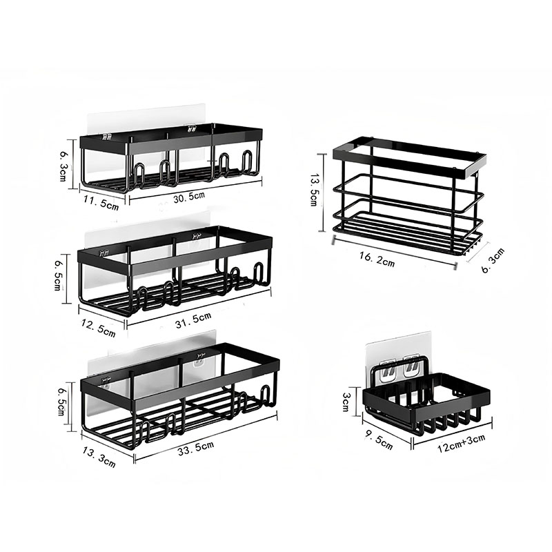Wholesale Hot Selling Five-in-One Bathroom Punch-Free Cosmetics Toiletries Wall-Mounted Storage Rack