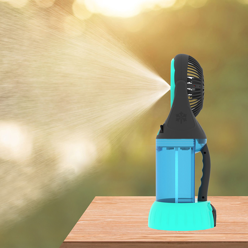 Battery Operated Portable Misting Fan with Spray Function for Camping, Travel, Hiking, and Summer Activities