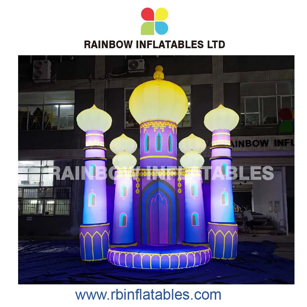 Decorative Purple Inflatable Castle with Shining Royal Design for Holiday Events