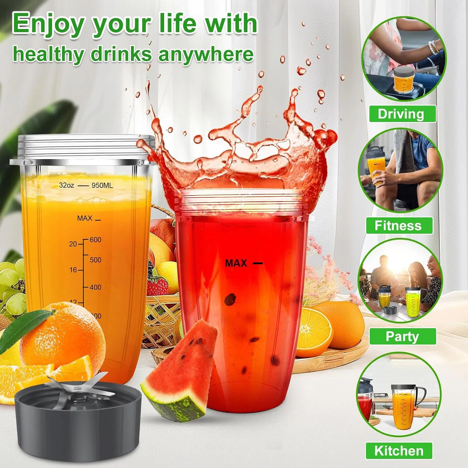 32oz Smoothie Blender with Replaceable Cup
