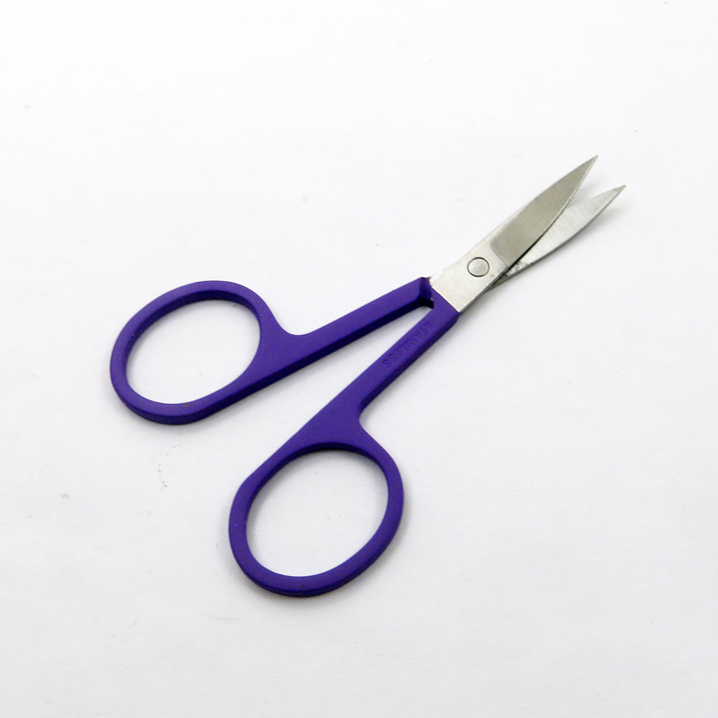 Electronic Coating Rubberized Painting with Stainless Steel Curved for Facial Eyebrow Eyelash Hair Beauty Accessories Scissors