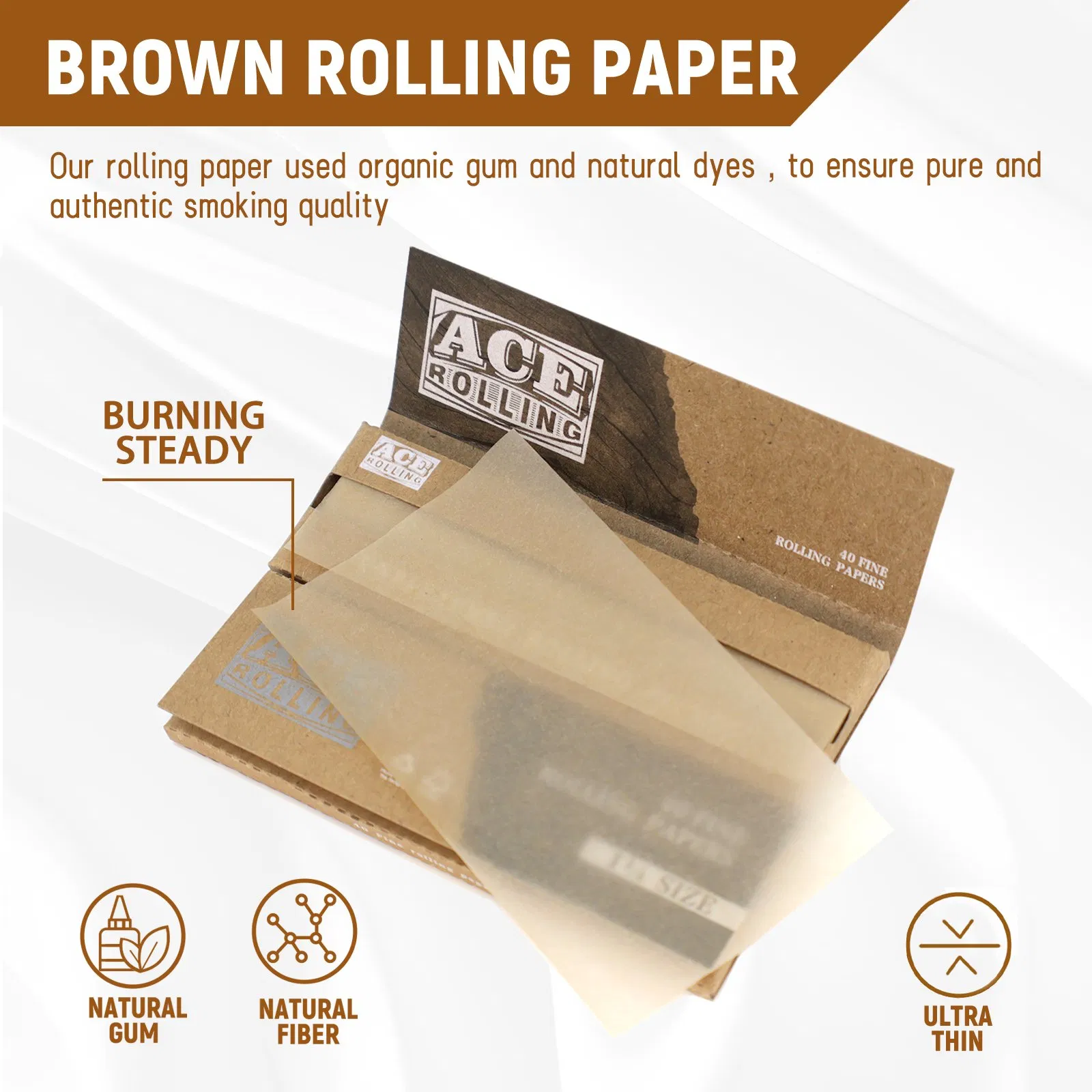 Customized 1 1/4 Cigarette Raw Unbleached Rolling Papers for Smoking
