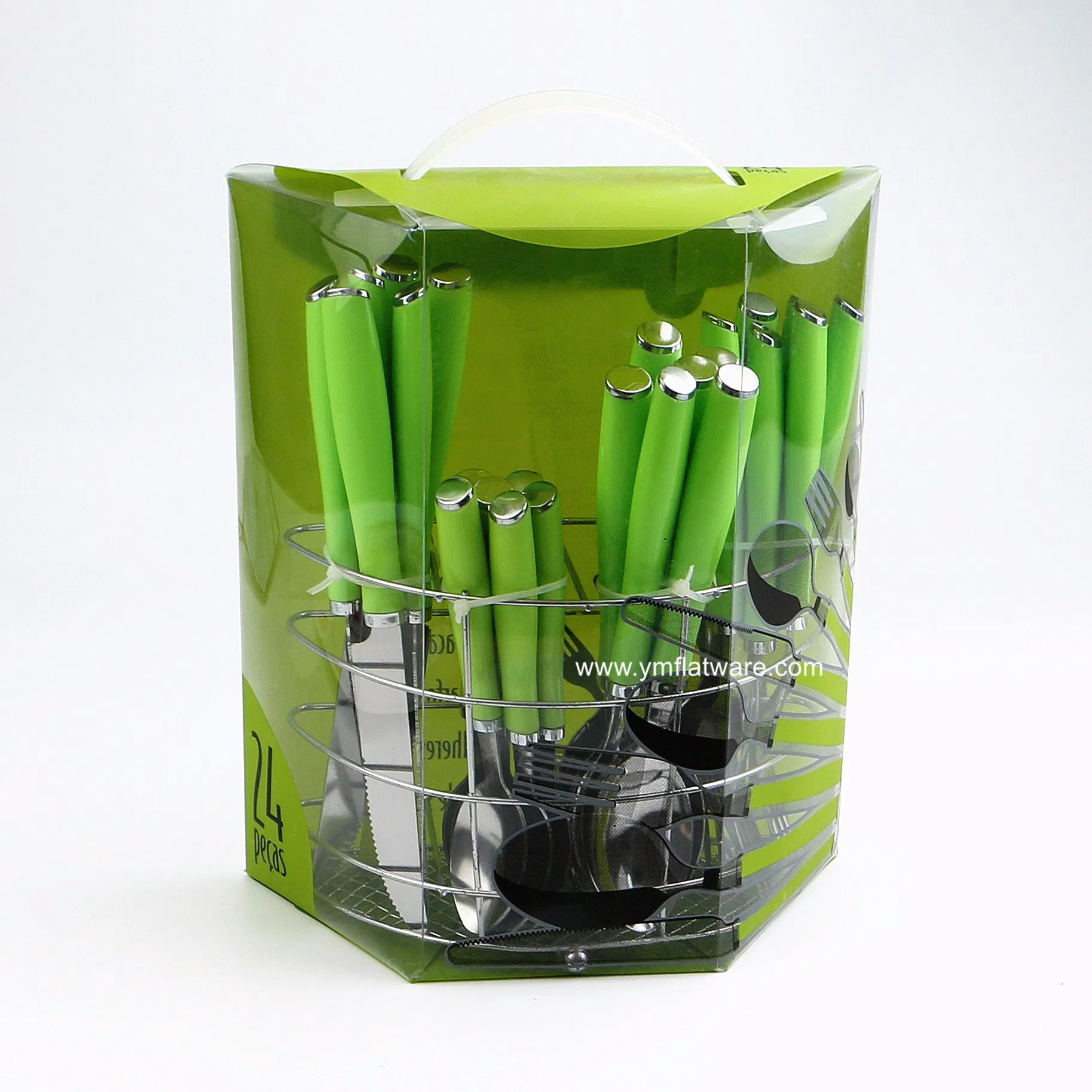 24PCS Cheap Stainless Steel Tableware with PVC Box