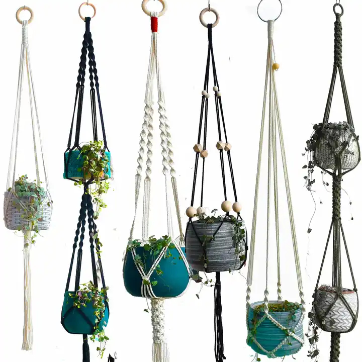 Decorative Handmade Cotton Rope Macrame Plant Hanger for Indoor Greenery