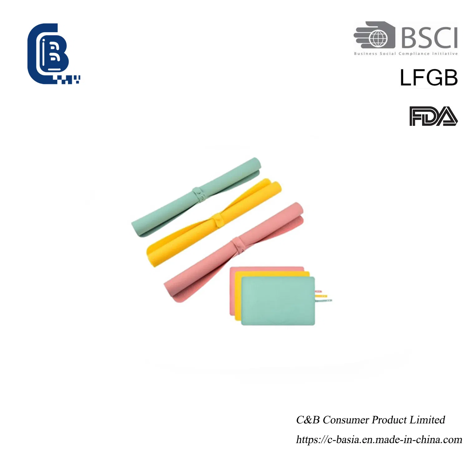 Reusable Silicone Baking Mat Set - Non-Stick Rolling Mat + Rolling Pin