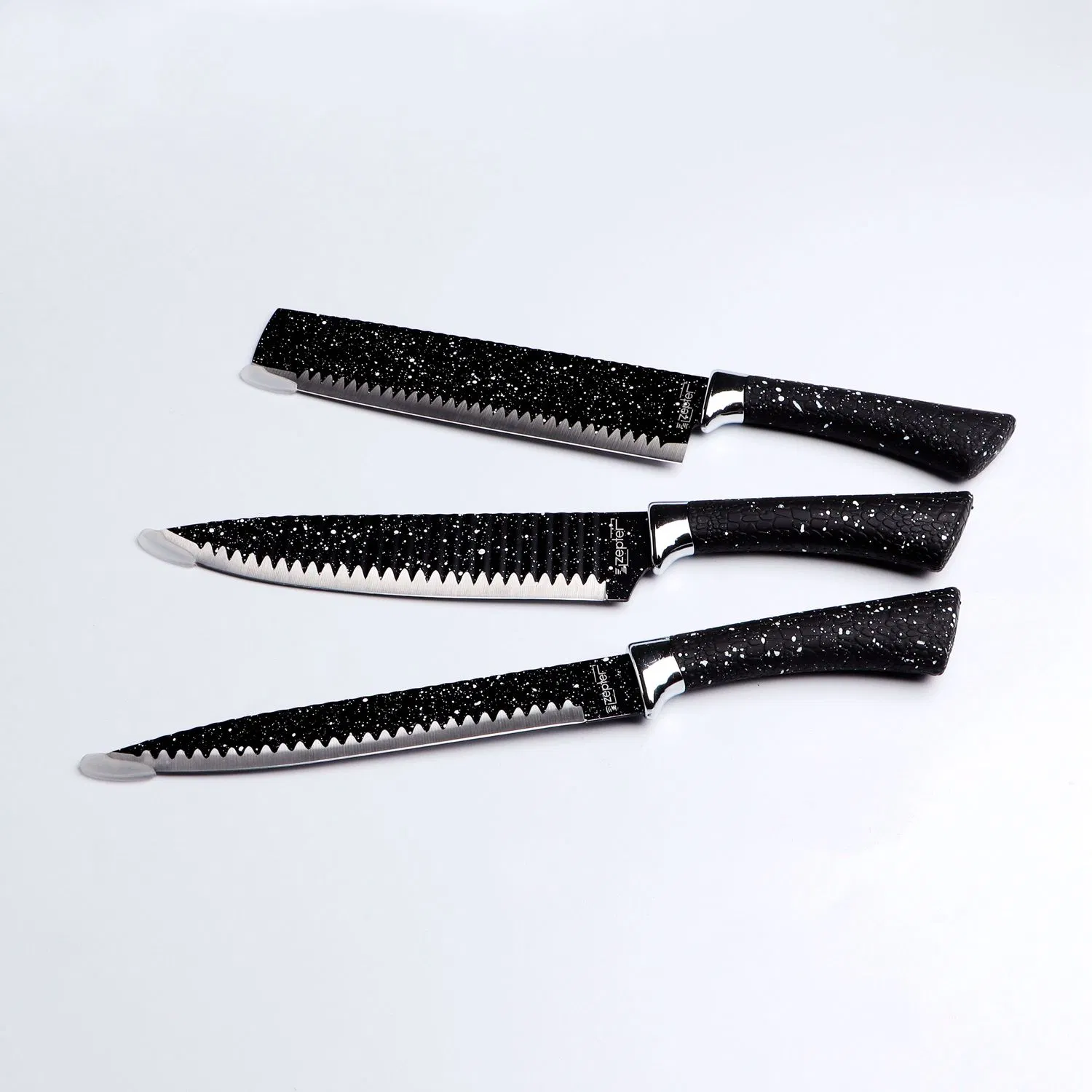 Stainless Steel Kitchen Knife Set PP Handle Non-Stick Coating Set Scissors Peeler