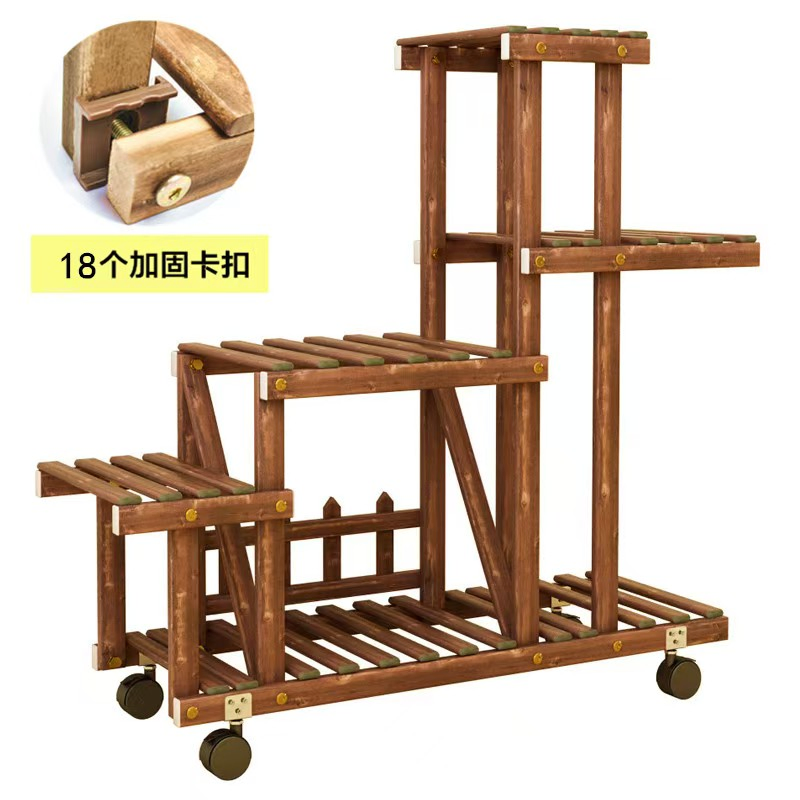 Bulk Supply Elegant Garden Portable Wooden Flower Stand Shelf