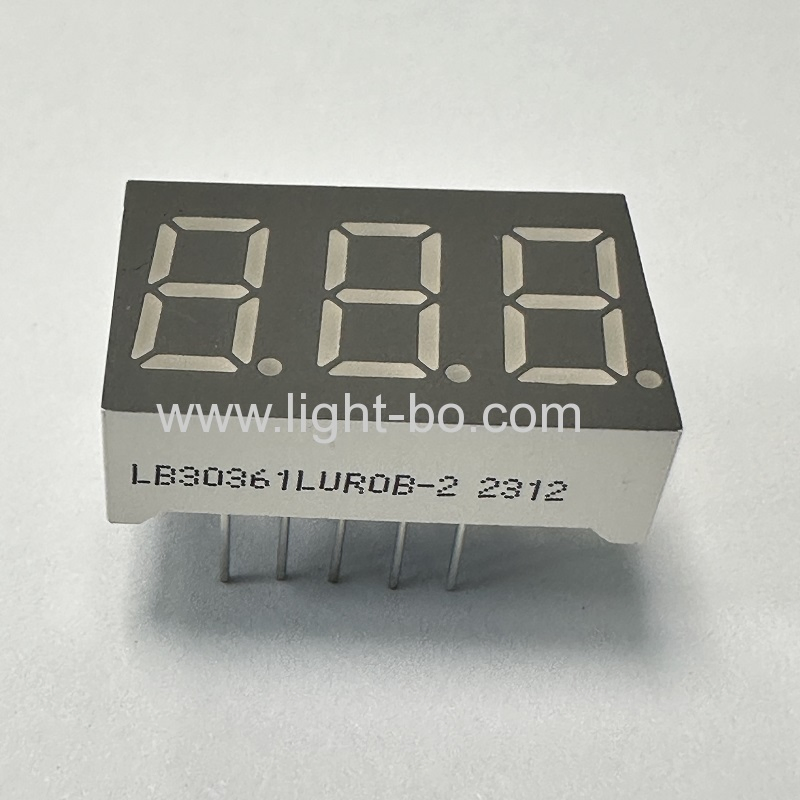 Super Bright Red 3 Digit 7 Segment LED Display Common Anode 0.36"for Temperature/Humidity Indicator