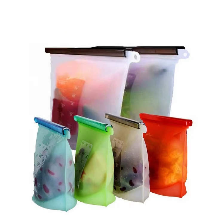 Factory Custom Resealable Food Grade Silicone Vacuum Compressed Bag Clear Zippered Collapsible Embossed Outdoor Camping Storage Bag