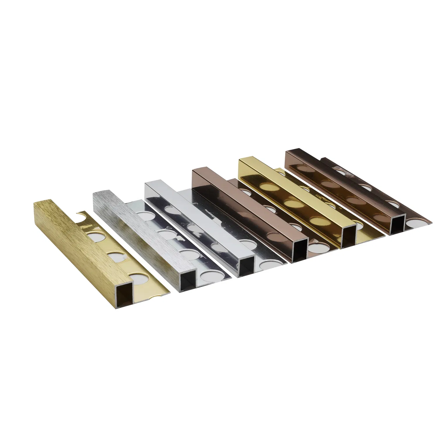 Aluminum Strip Listello Stainless Steel Stair Nosing Curved Sqaure Shape Tile Profile Aluminium Tile Trim
