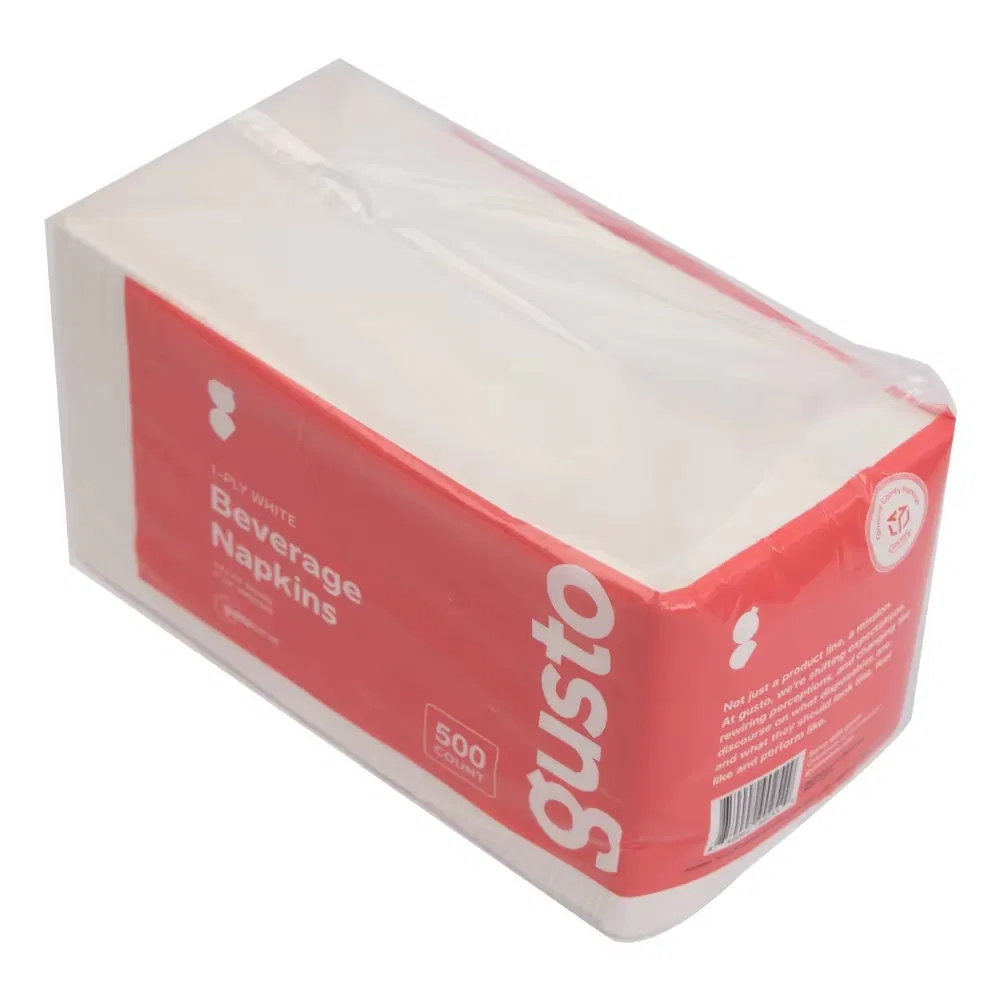 Customized 500 Sheet Supermarket Napkins Single Ply Beverage Napkins in Bag Style