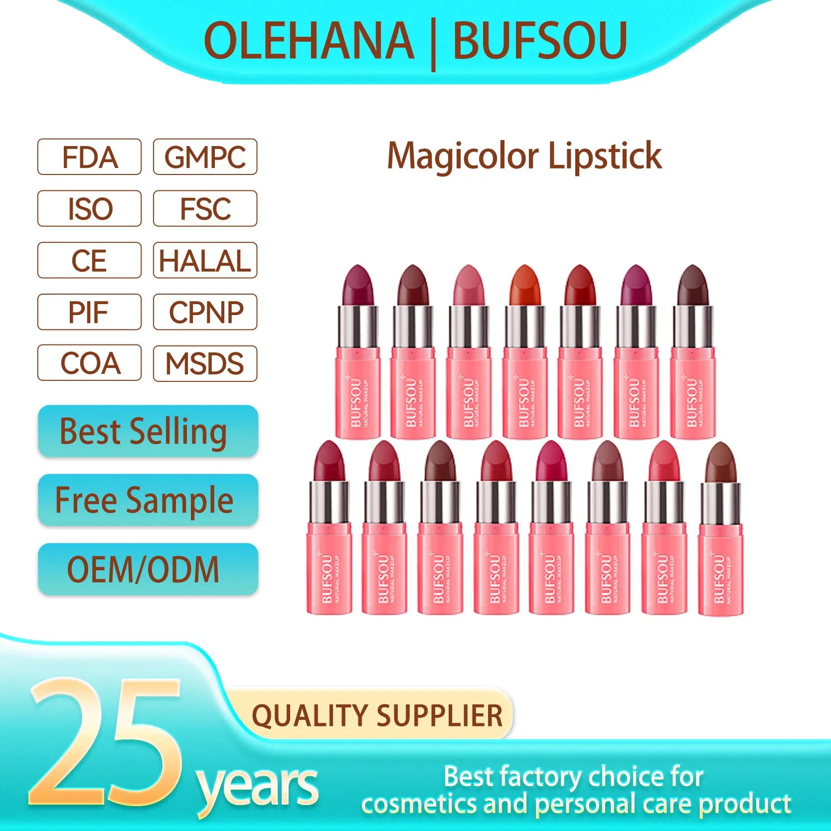15 Magic Shades Private Label Natural Organic Custom Logo Waterproof Lip Stick Long Lasting Moisture Vegan Lipstick