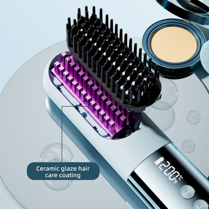 New Electric Curling Hair Comb 3 Temperature Settings for Fast Heat-up Smooth Shiny Results for All Hair Types