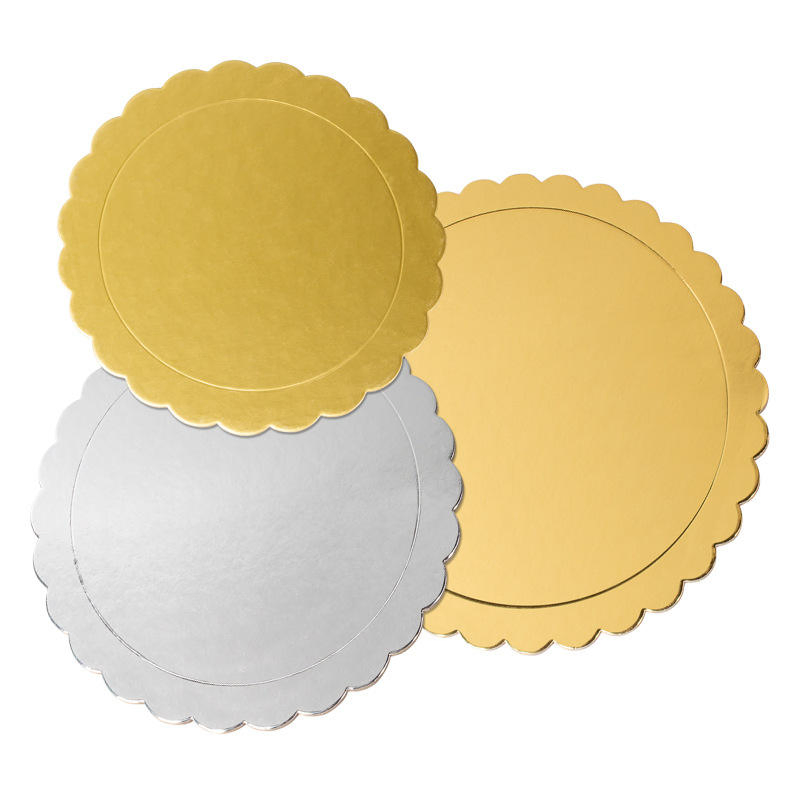 Gold and Silver Round Cake Drum Board Cardboard Meat Fish Smoked Salmon Board with Embossing and Matte Lamination
