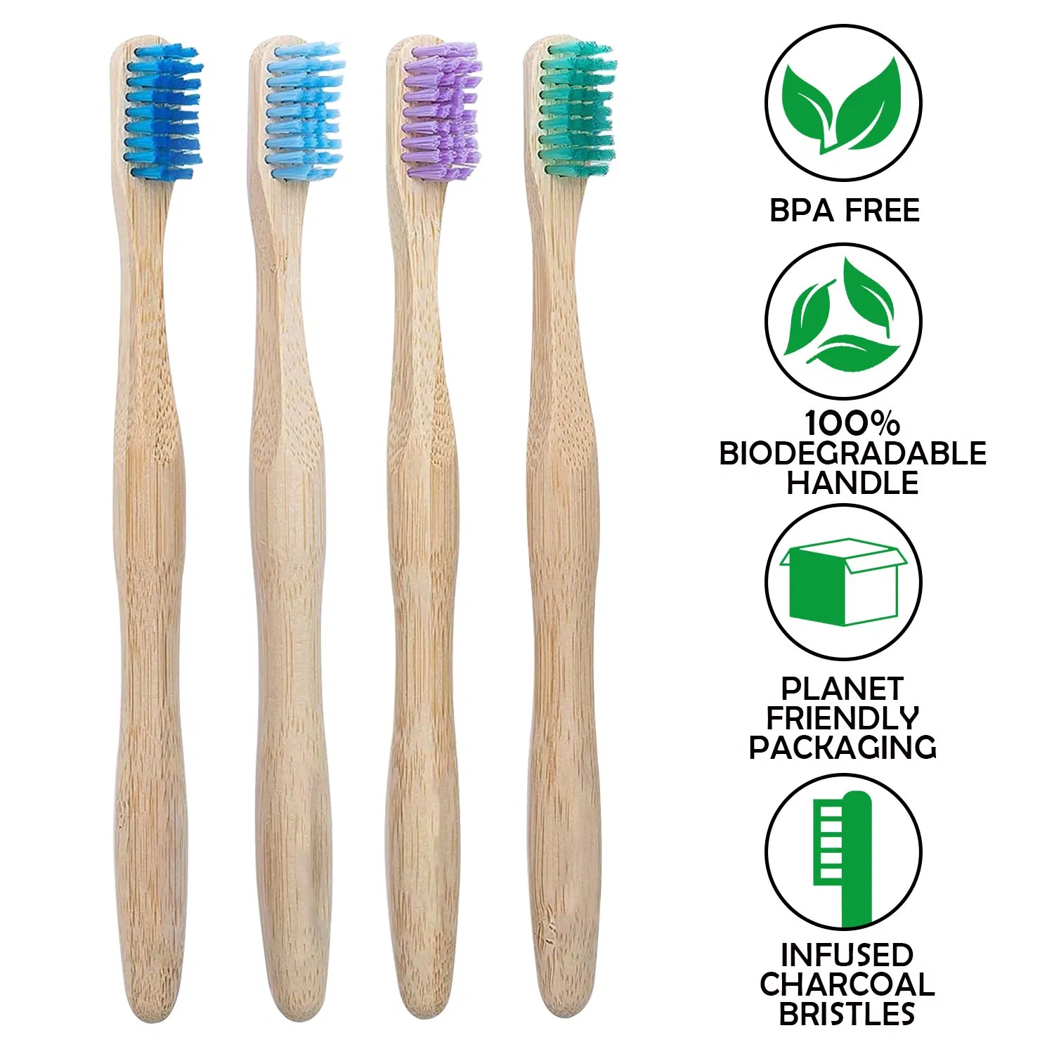 Eco Charcoal Bamboo Toothbrush Long Handle for Deeply Oral