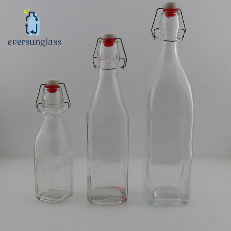 Wholesale 250ml Square Olive Oil Bottle with Clasp Clip