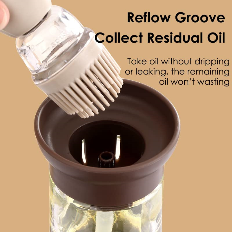 180ml Cooking Glass Olive Oil Dispenser Bottle for Kitchen with Dropper Measuring Silicone Brush