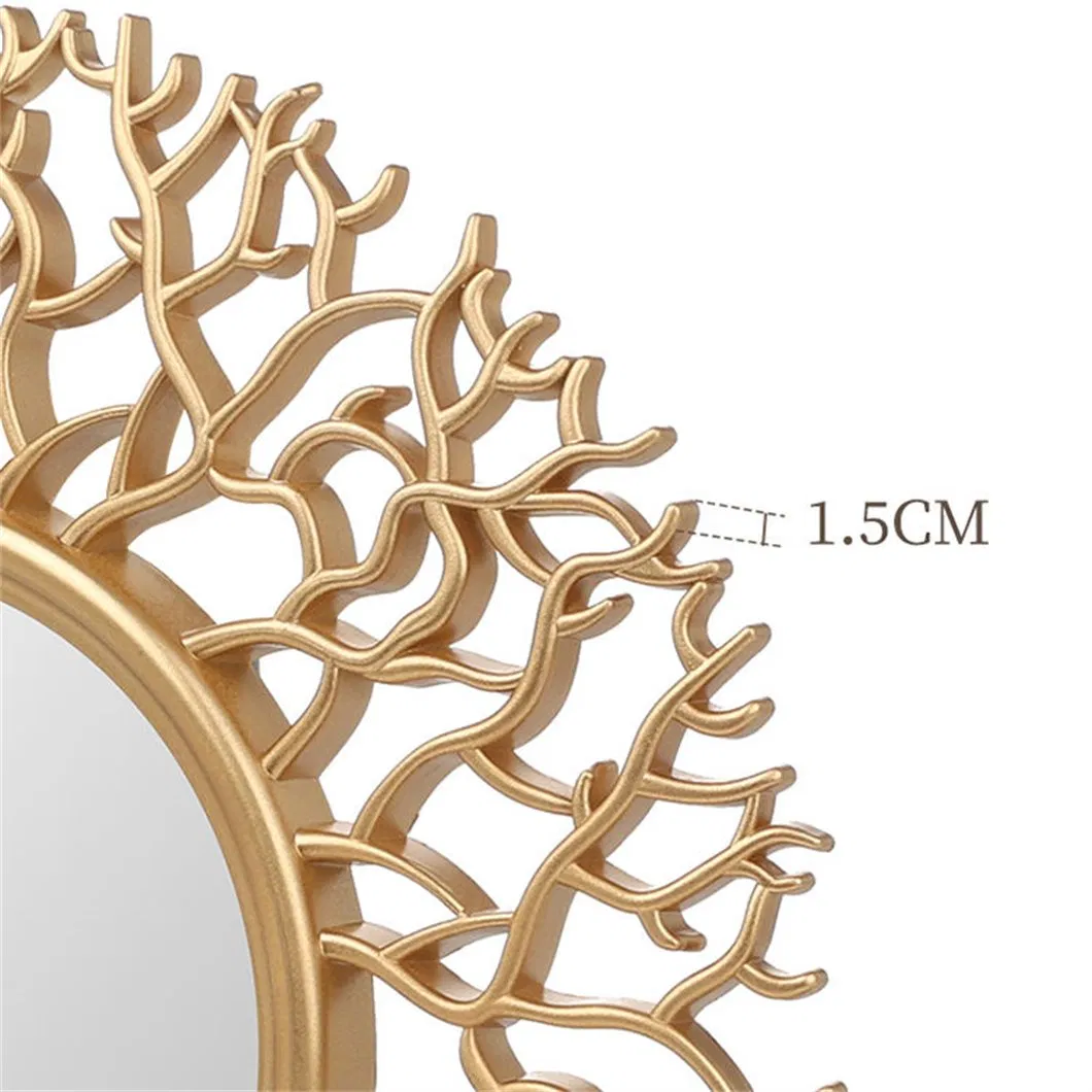 Home Decorative Self-Adhesive Round 3D Golden Frame Wall Stickers Mirror
