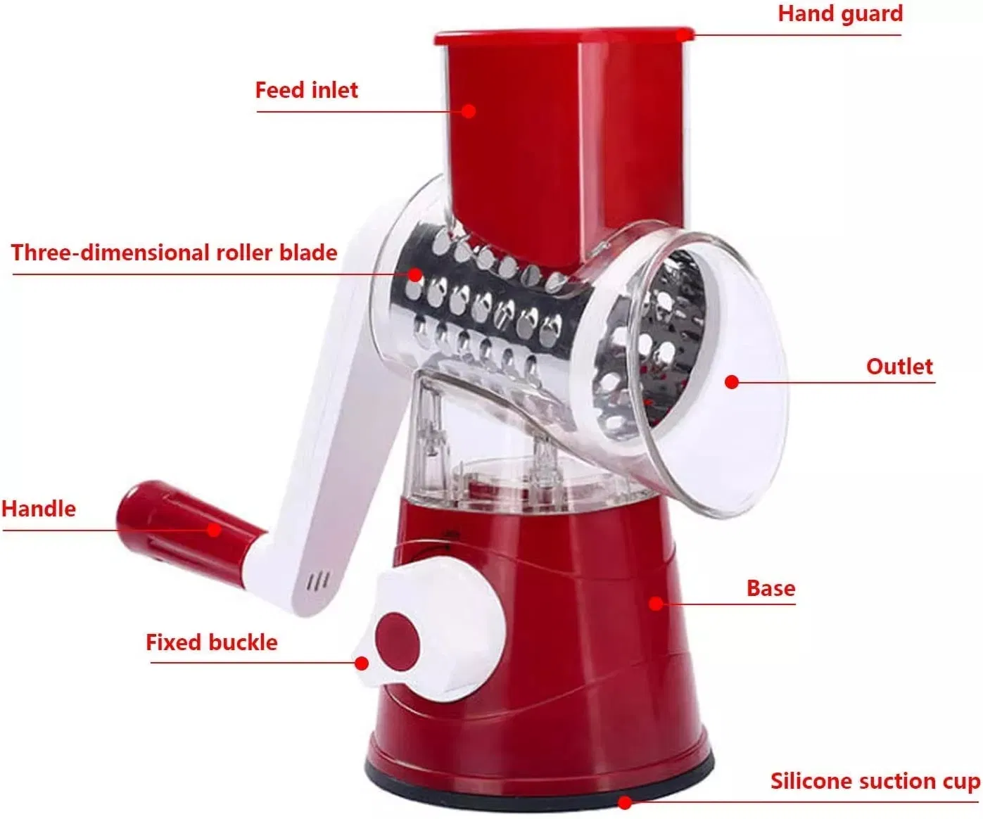 Manual Spiral Slicer Drum Grater Fruit Cutter Cheese Grater Speedy Safe Vegetables Chopper