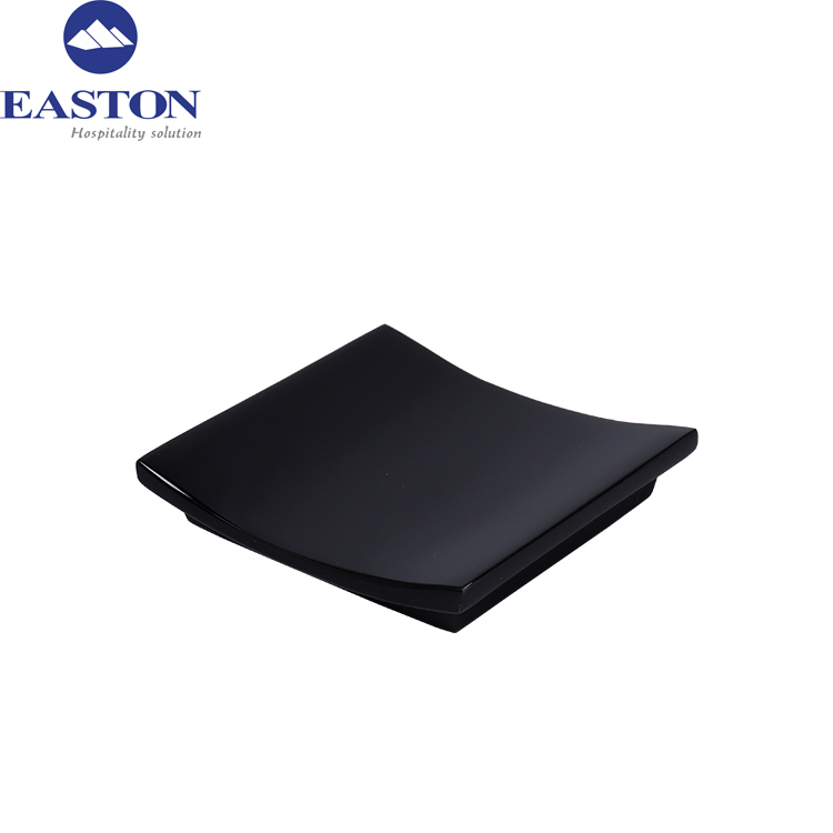 Hot Sale Hotel Bathroom Black Shiny Resin Soap Dish