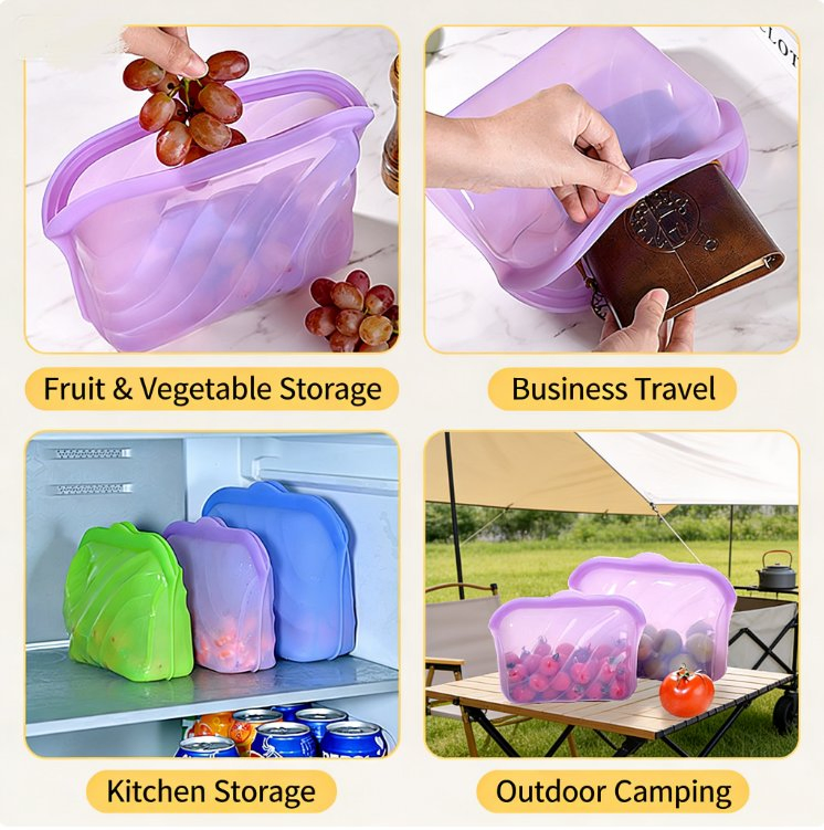 Packing Food Fresh-Keeping Bag Collapsible Food Container Reusable Silicone Food Storage Bag