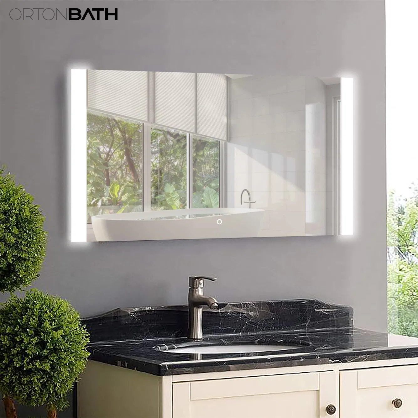 Ortonbath Frameless LED Bathroom Mirror with Lights, Dimmable Vanity Mirror, Wall Mounted Smart Mirror and Adjustable 3000-6000K Color Temperature