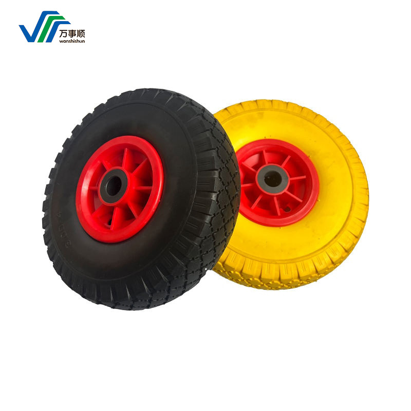PU Foam Wheel 8X1.75 Inch Flat Free Hand Truck Wheel Tire with Silver Chrome Rim for Garden Beach Wagon Cart