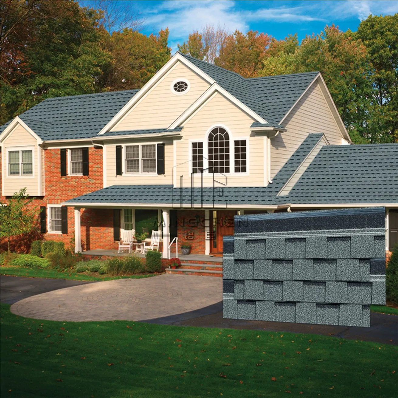 Building Materials Colorful Fiberglass Laminated Asphalt Shingle Manufacturer Roofing Tile IKO