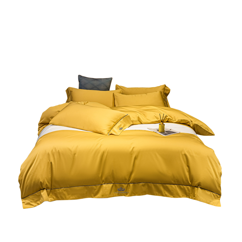 Satin Pillow Case Blue Cotton Bedding OEM Hotel Bed Cover