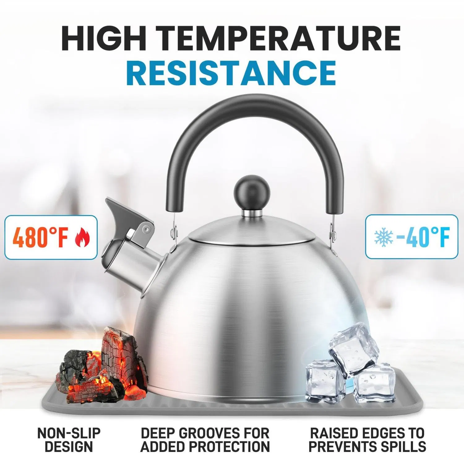 Силиконовый коврик для сушки посуды, не скользит, термостойкий