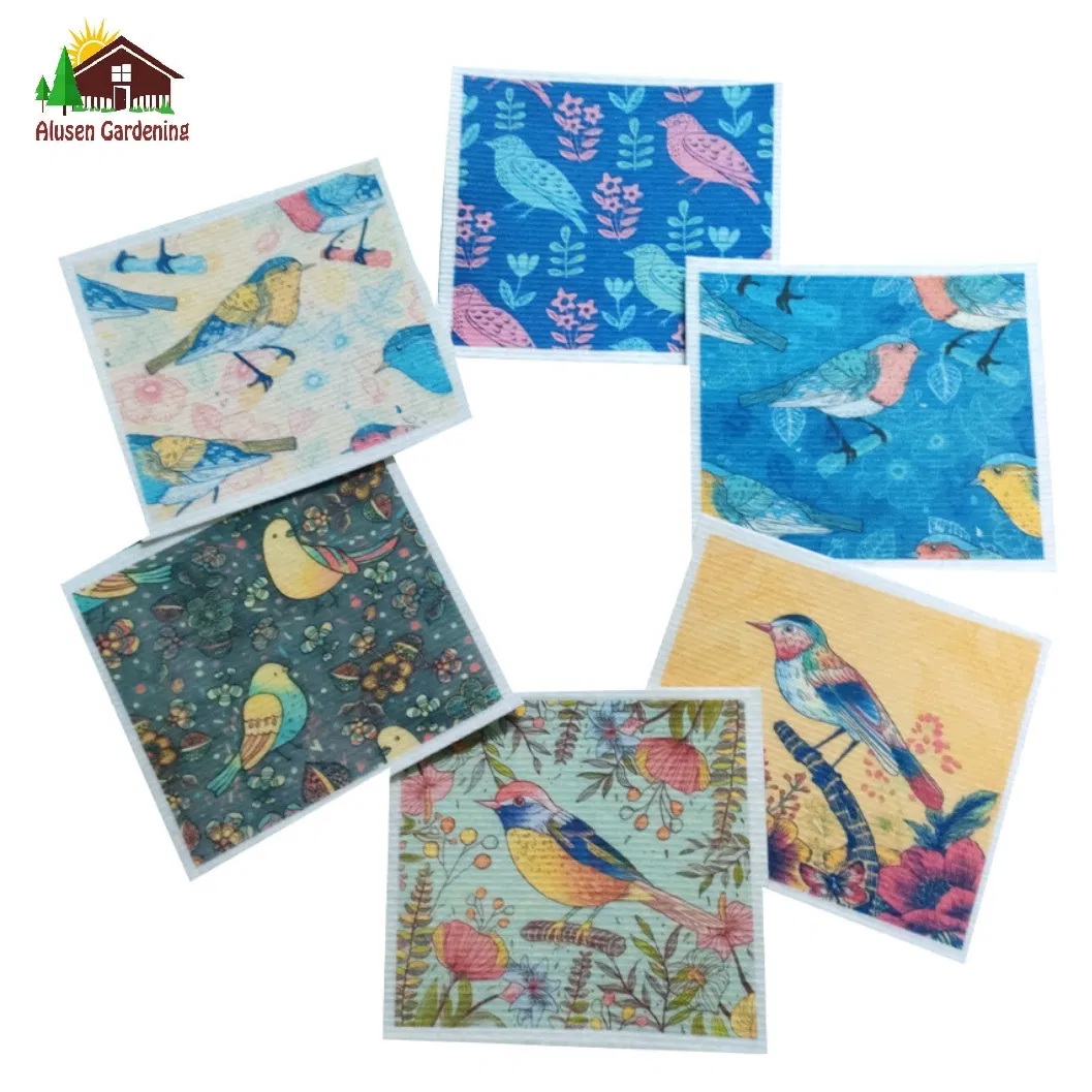 6 Pack Reusable Dish Towels Water Absorbent Cellulose Sponges for Swedish Dishcloths