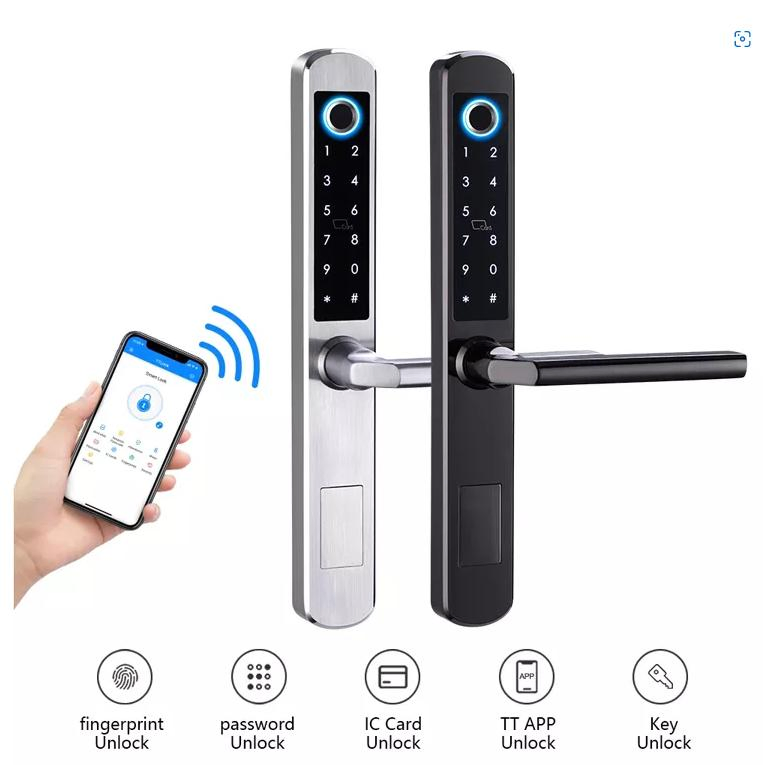 Stainless Steel Smart Electronic Fingerprint Door Handle Digital Keyless Lock