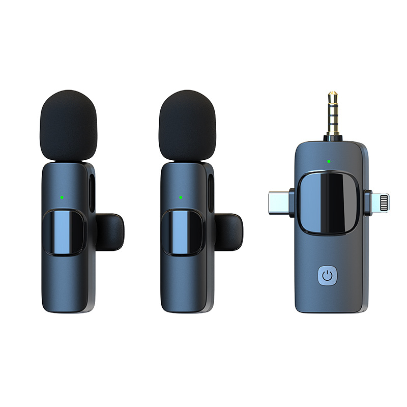 Portable 3 in 1 Receiver Wireless Microphone Lavalier Microphone Collar Mic Mobile Phone Microphone Computer Microphone Camera Microphone