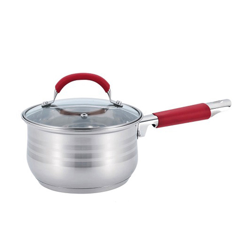 Кастрюля из нержавеющей стали с цветной ручкой