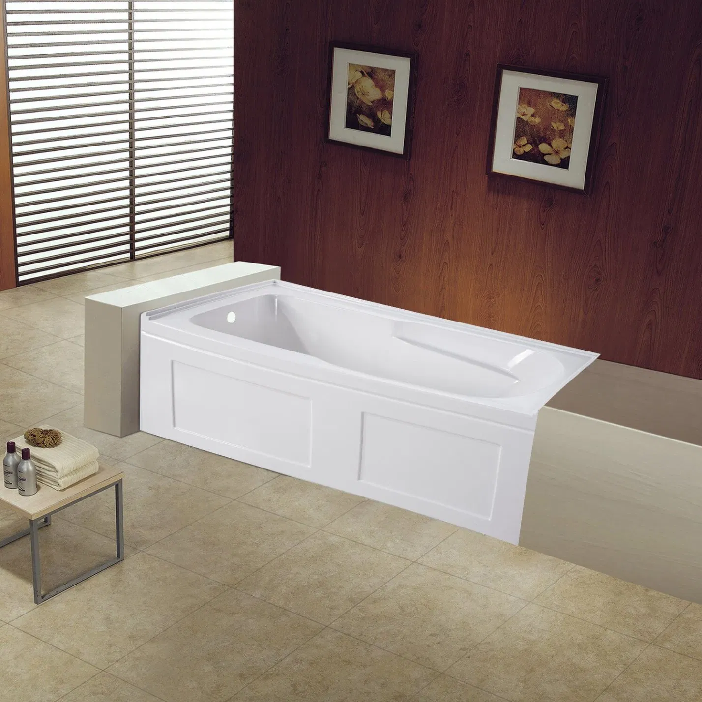 Drop-in Integral Apron Bathtub One Piece Acrylic Soaking Corner White Rectangular Alcove Soaking Acrylic Bathtub